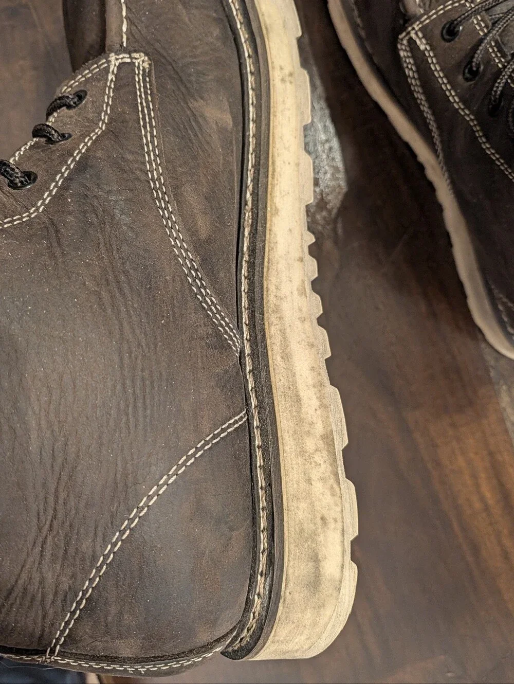 Brunt USA Made Mock Toe Composite Toe Dark Brown Leather Work Boots - Men's